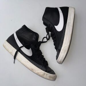 NIKE Mens 12 Black White Leather Mid 77 Vintage High Top Lace Up Sneakers Box 5B